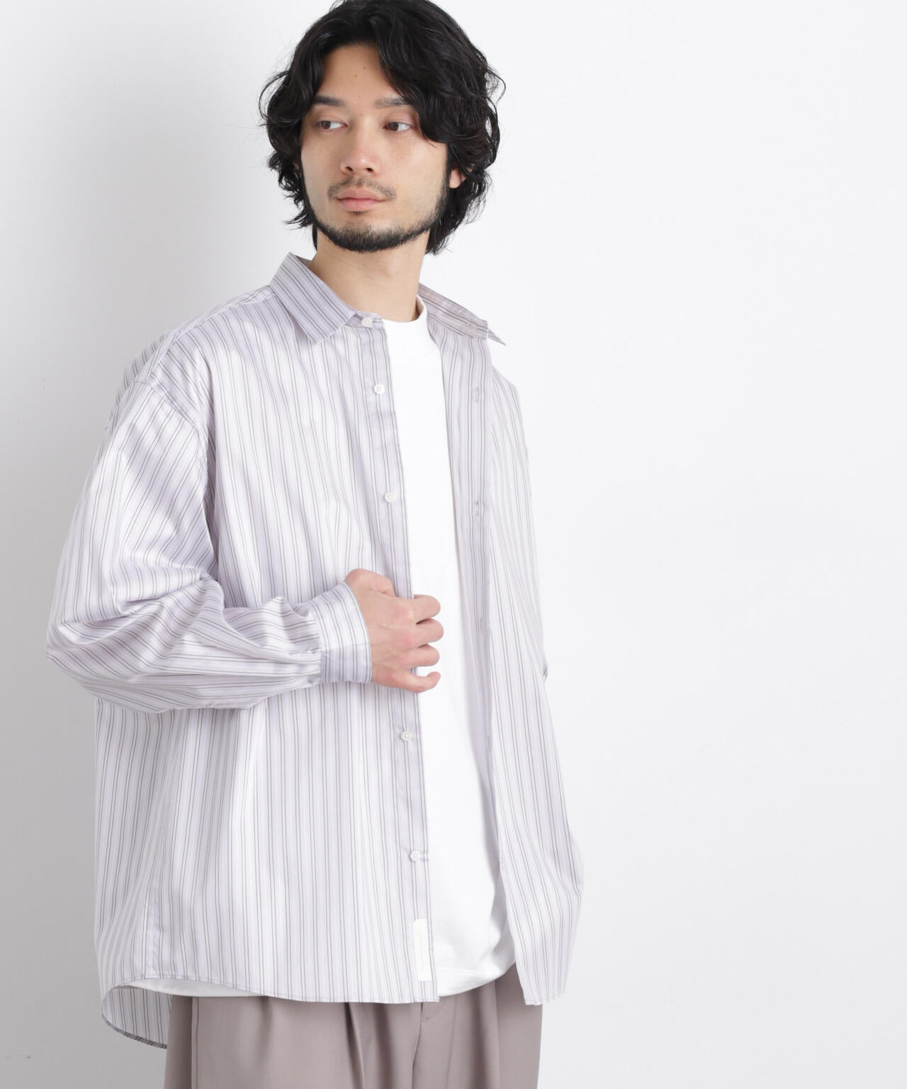 「OtoNANO」大人のワイドシャツレギュラーカラーストライプ長袖