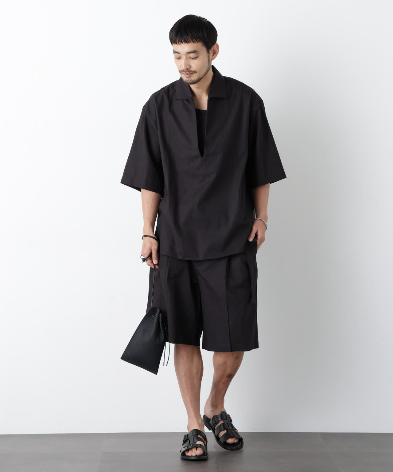 「FRENCH LINEN」イタリアンスキッパー半袖シャツ