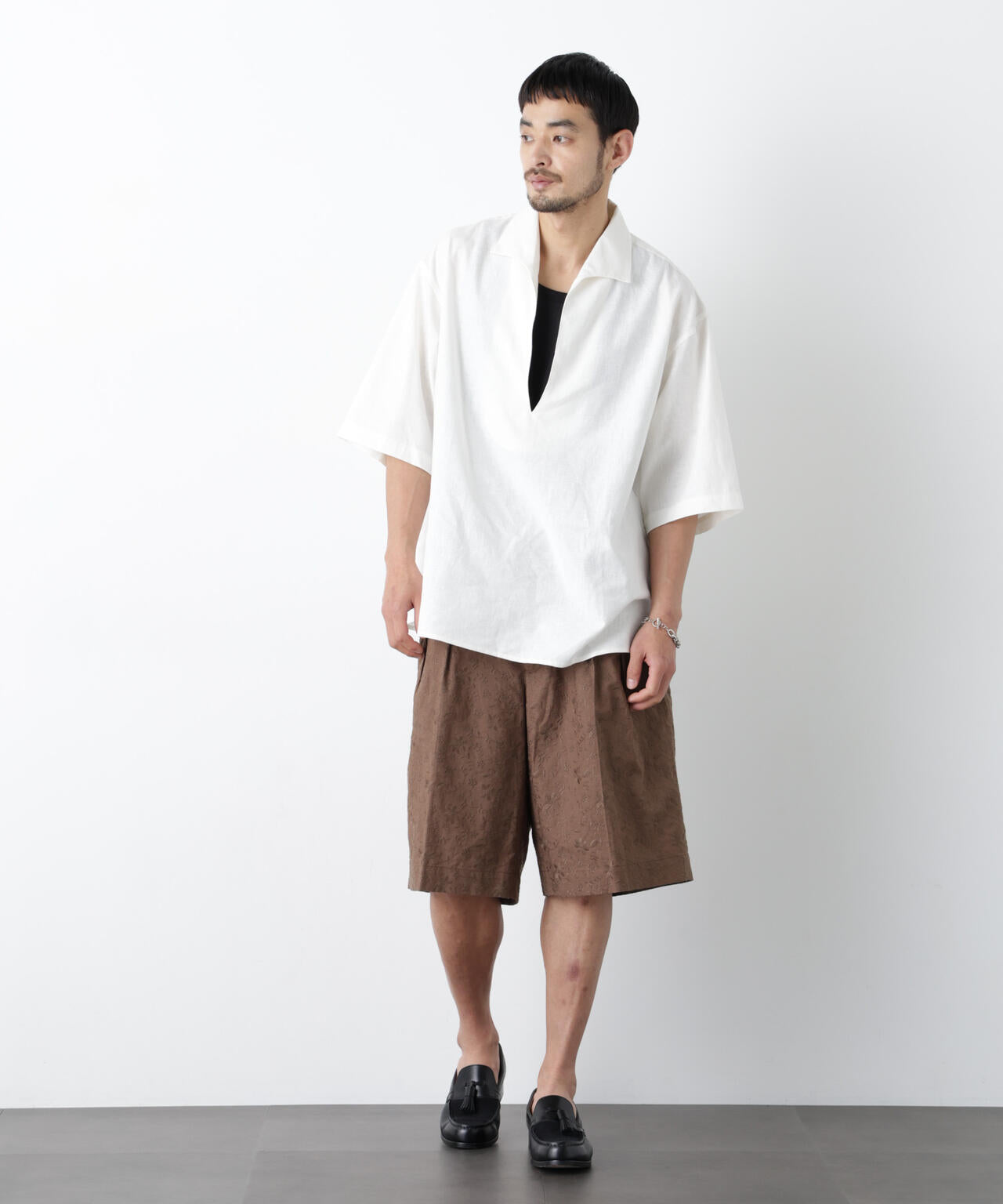 「FRENCH LINEN」イタリアンスキッパー半袖シャツ