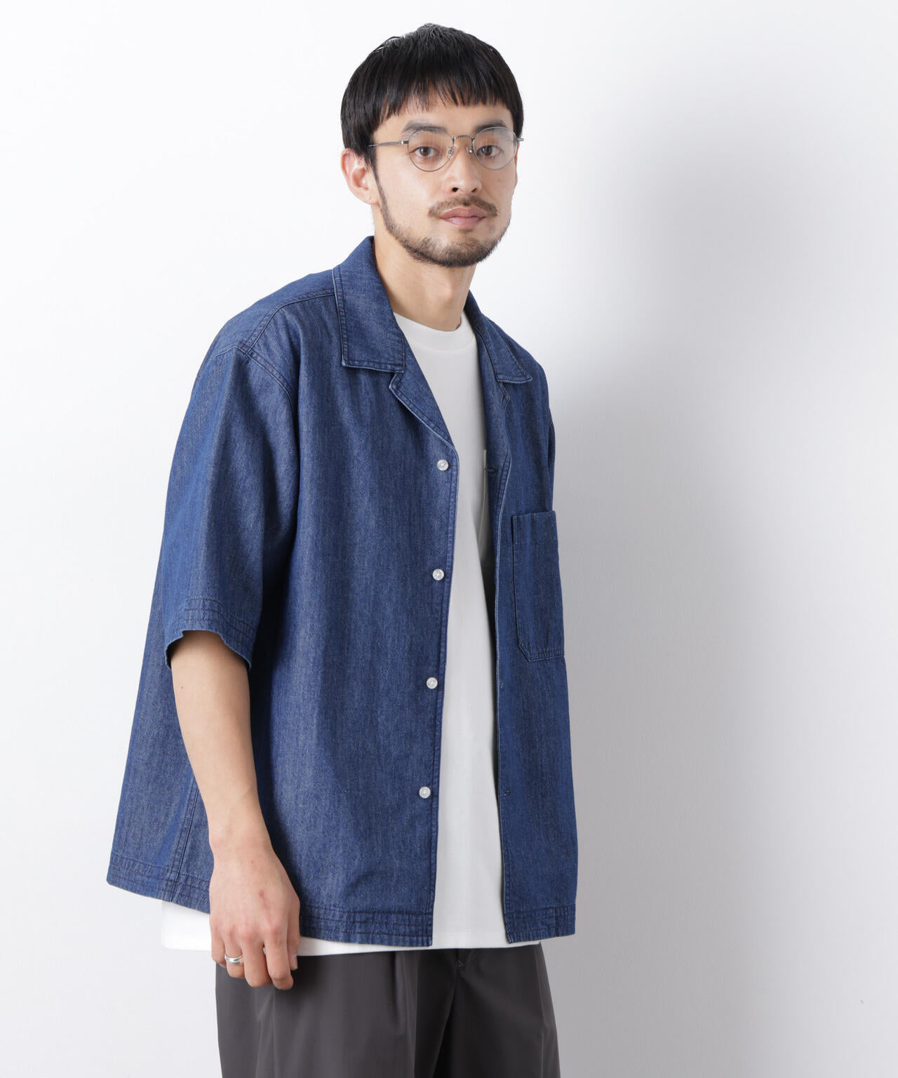「OtoNANO」 デニムシャツ 半袖