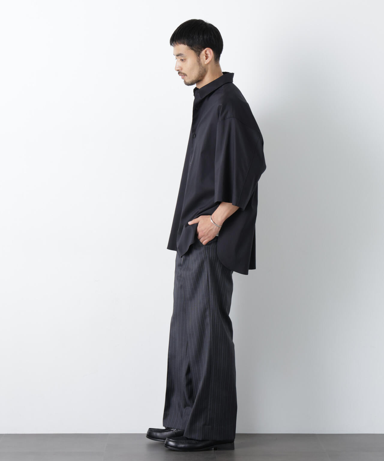 「ASSEMBLANC」リネンミックスハーフスリーブオーバーシャツ(セットアップ可)