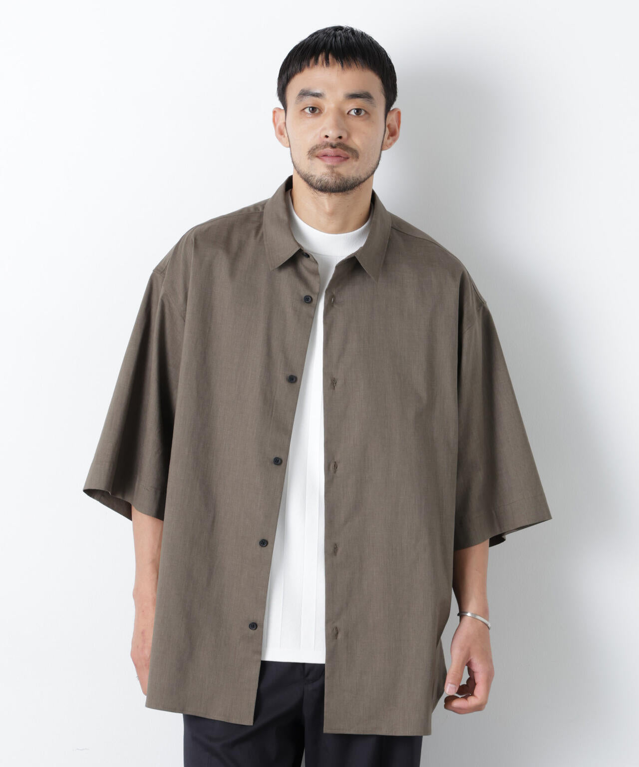 「ASSEMBLANC」リネンミックスハーフスリーブオーバーシャツ(セットアップ可)