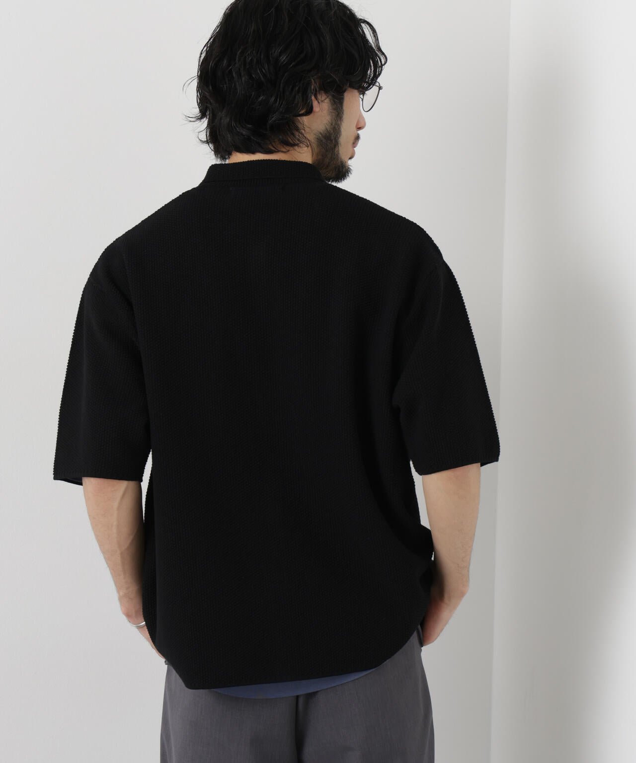コットンシードステッチニットシャツ