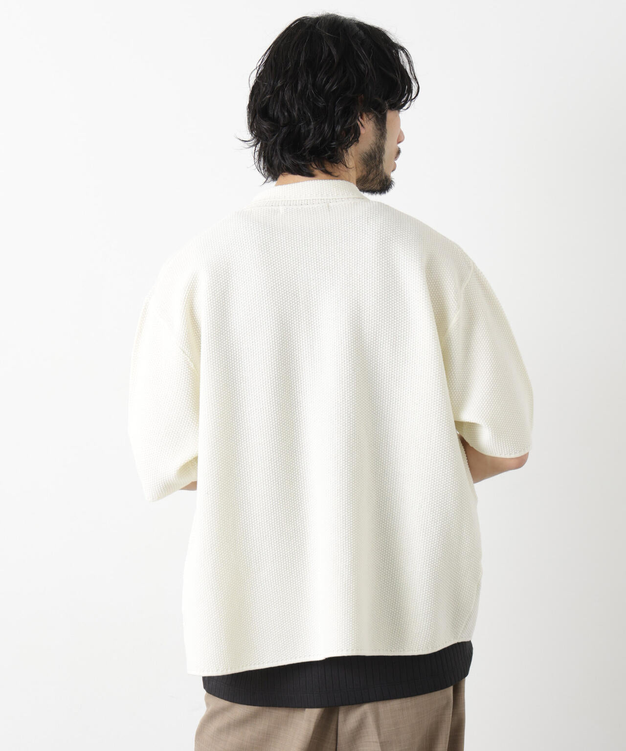 コットンシードステッチニットシャツ