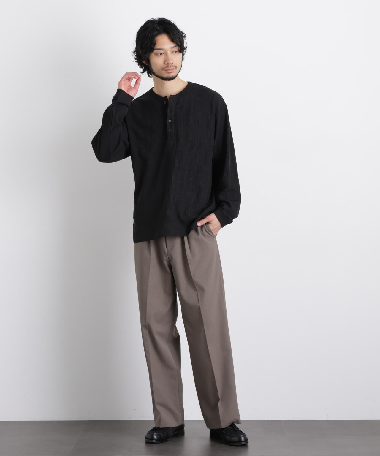 ｢ASSEMBLANC｣ ドロップニードルリブ ヘンリーネック