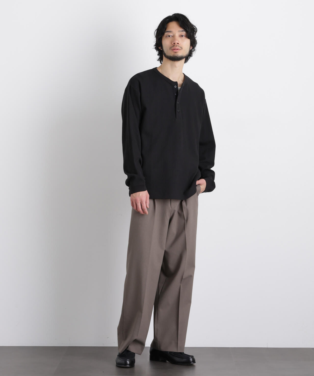 ｢ASSEMBLANC｣ ドロップニードルリブ ヘンリーネック