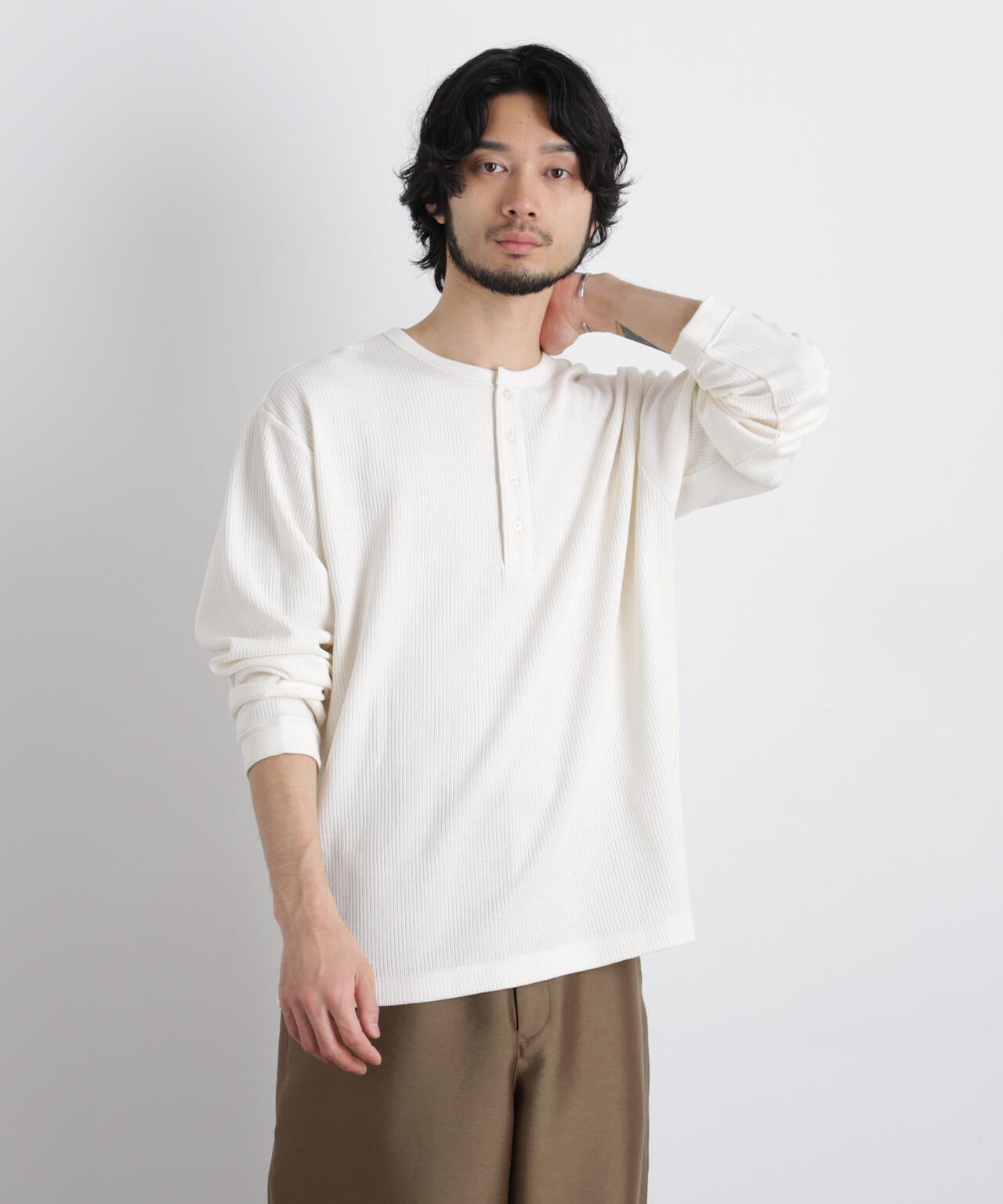 ｢ASSEMBLANC｣ ドロップニードルリブ ヘンリーネック