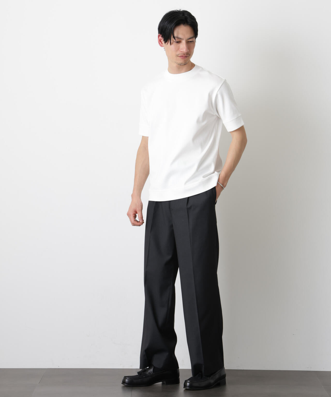 「FORMAL JERSEY」モックネックカットソー半袖