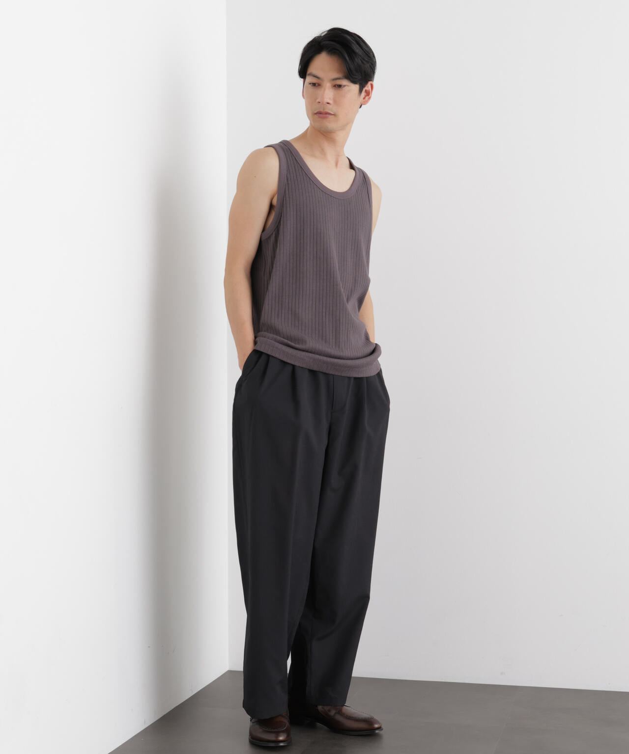Anti Soaked(R) 汗染み防止 リブタンクトップ
