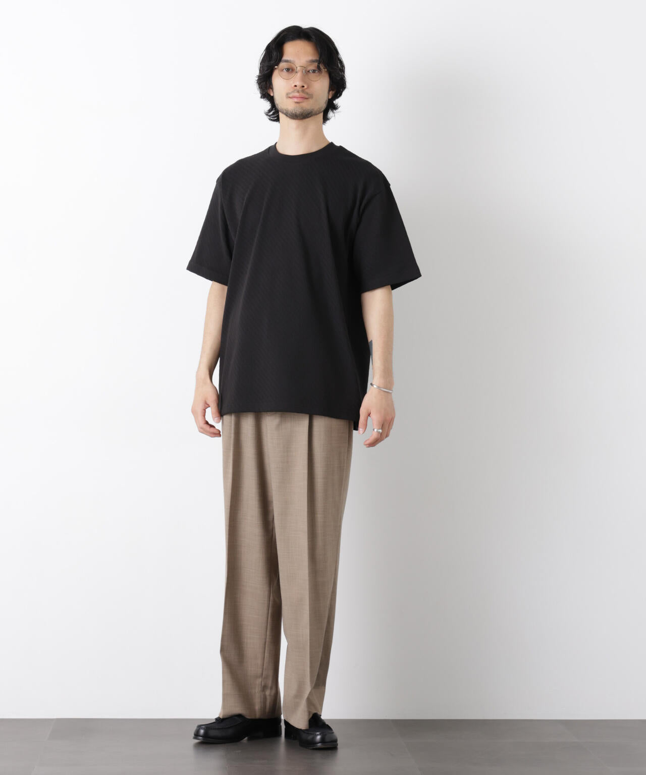 リンクスジャガードスリーブTシャツ