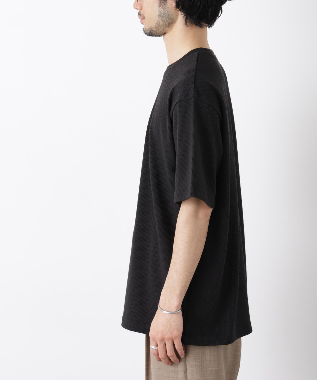 リンクスジャガードスリーブTシャツ