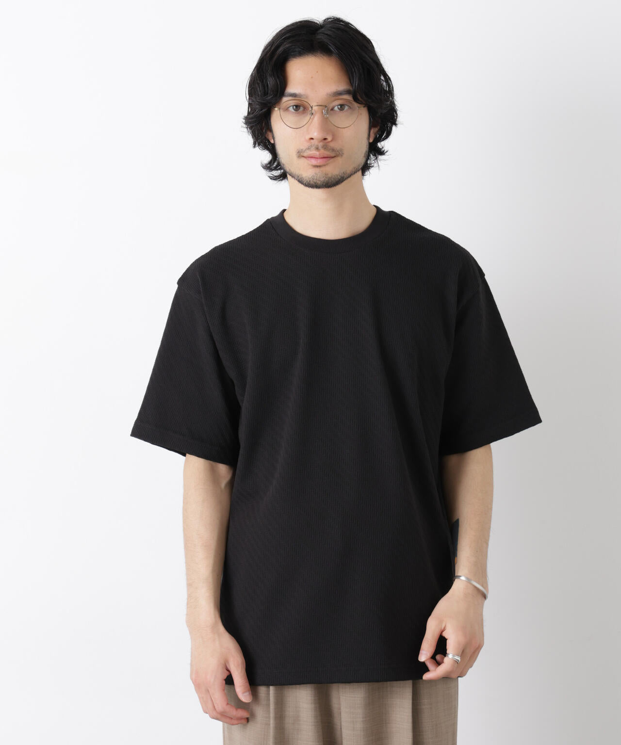 リンクスジャガードスリーブTシャツ