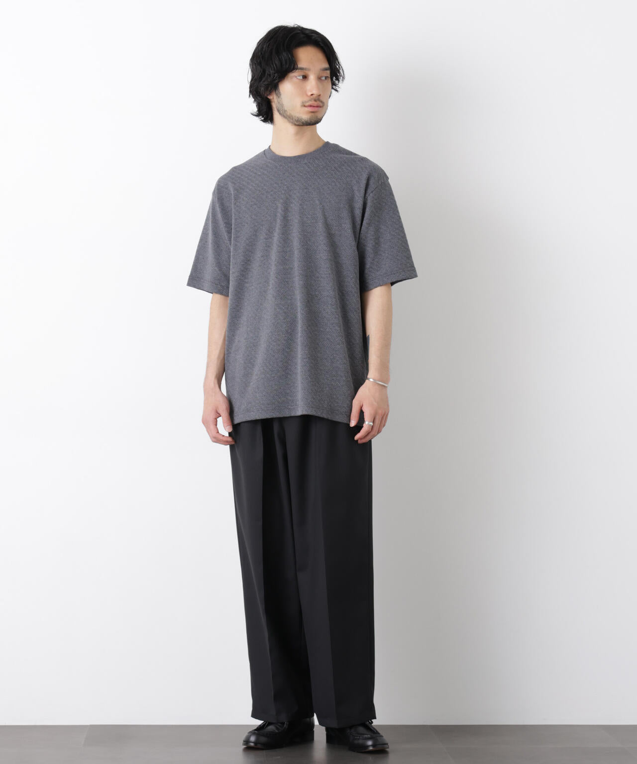 リンクスジャガードスリーブTシャツ