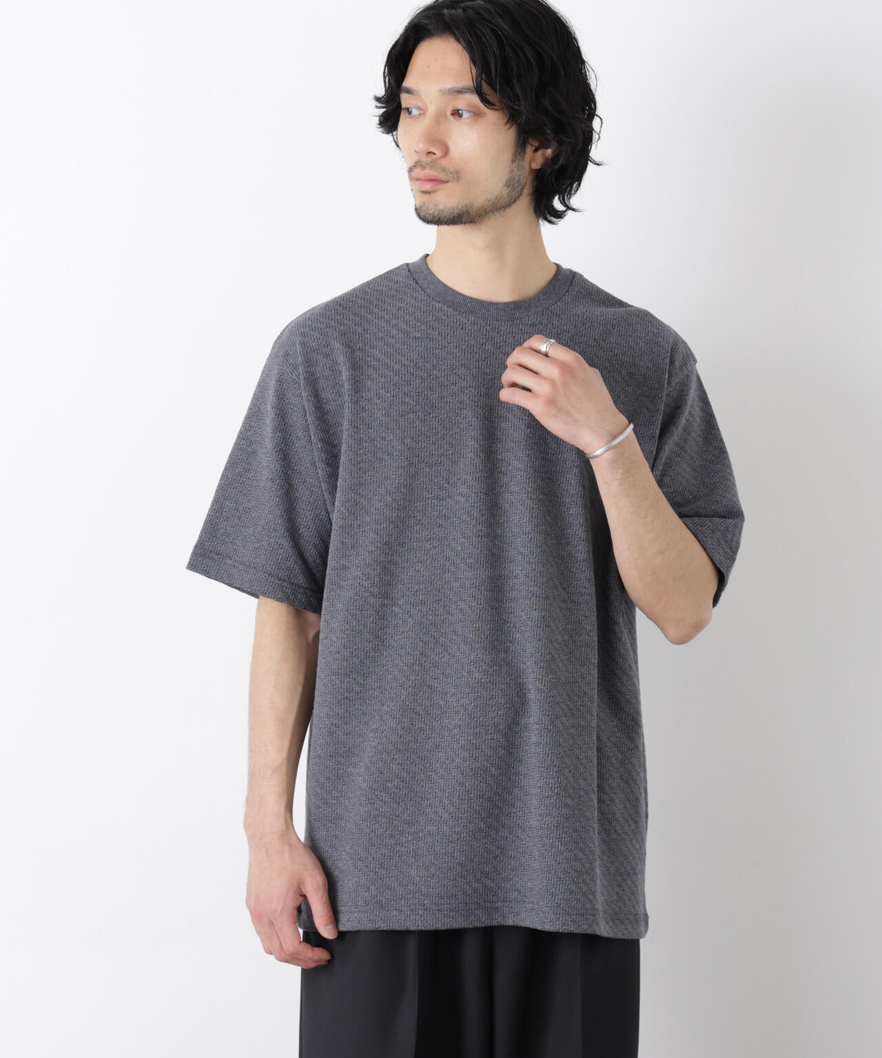リンクスジャガードスリーブTシャツ