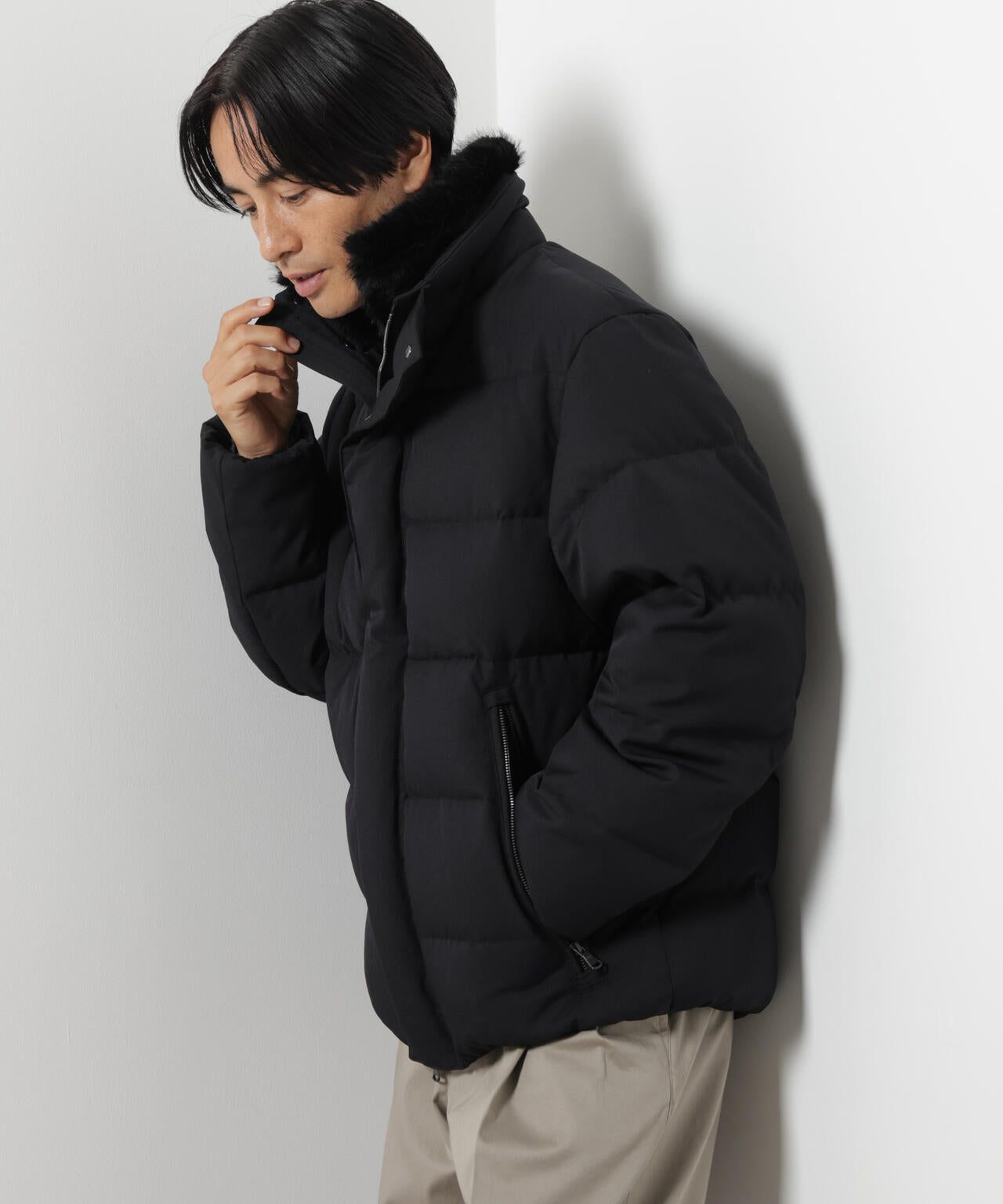 「西川ダウン(R)」サージフェイクファーカラーショートダウン