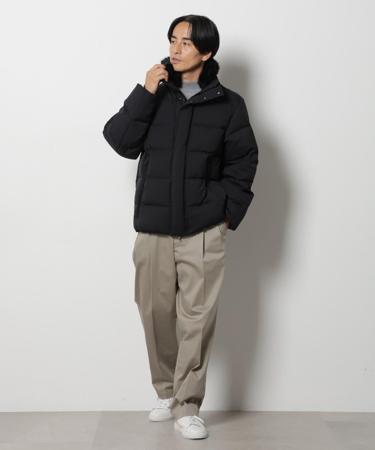 「西川ダウン(R)」サージフェイクファーカラーショートダウン