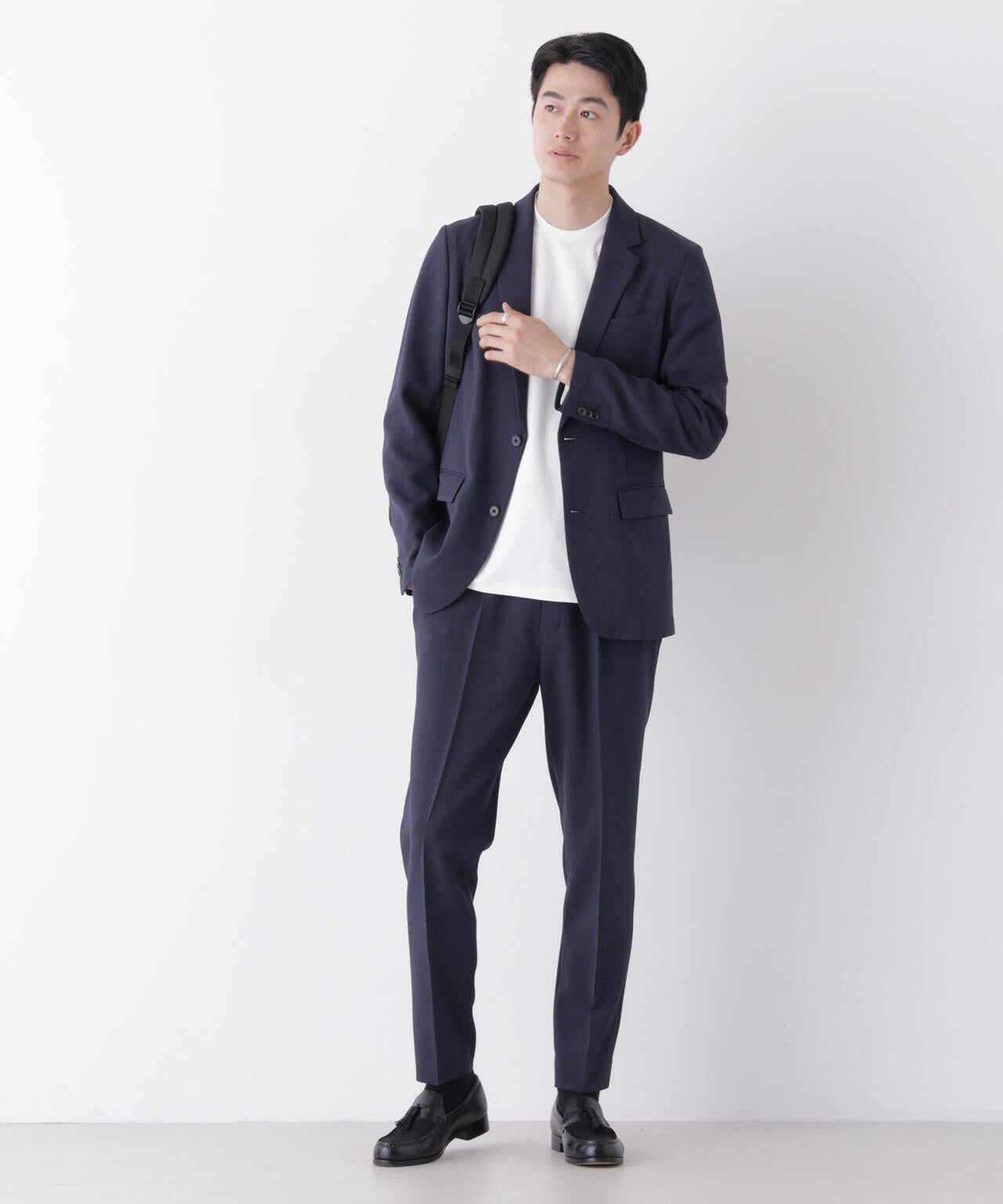 【大人気セットアップ】「Damerino」メランジエアシャークストレッチセットアップ/WASHABLE