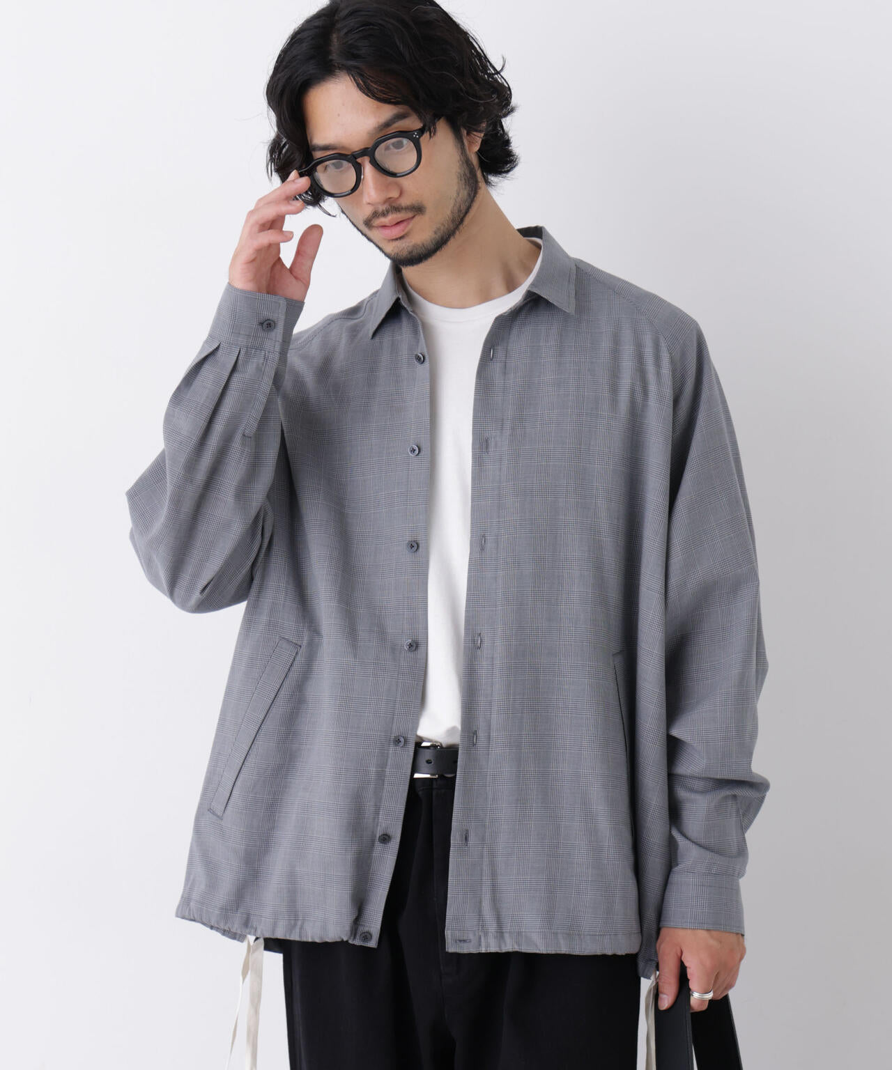 「OtoNANO」2WAYコーチシャツ コットンウールボイル/チェック