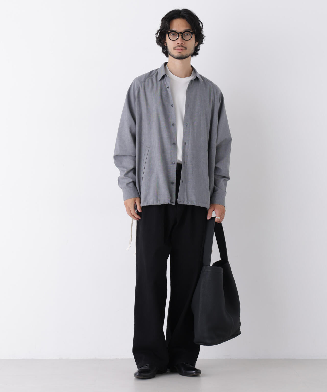 「OtoNANO」2WAYコーチシャツ コットンウールボイル/チェック
