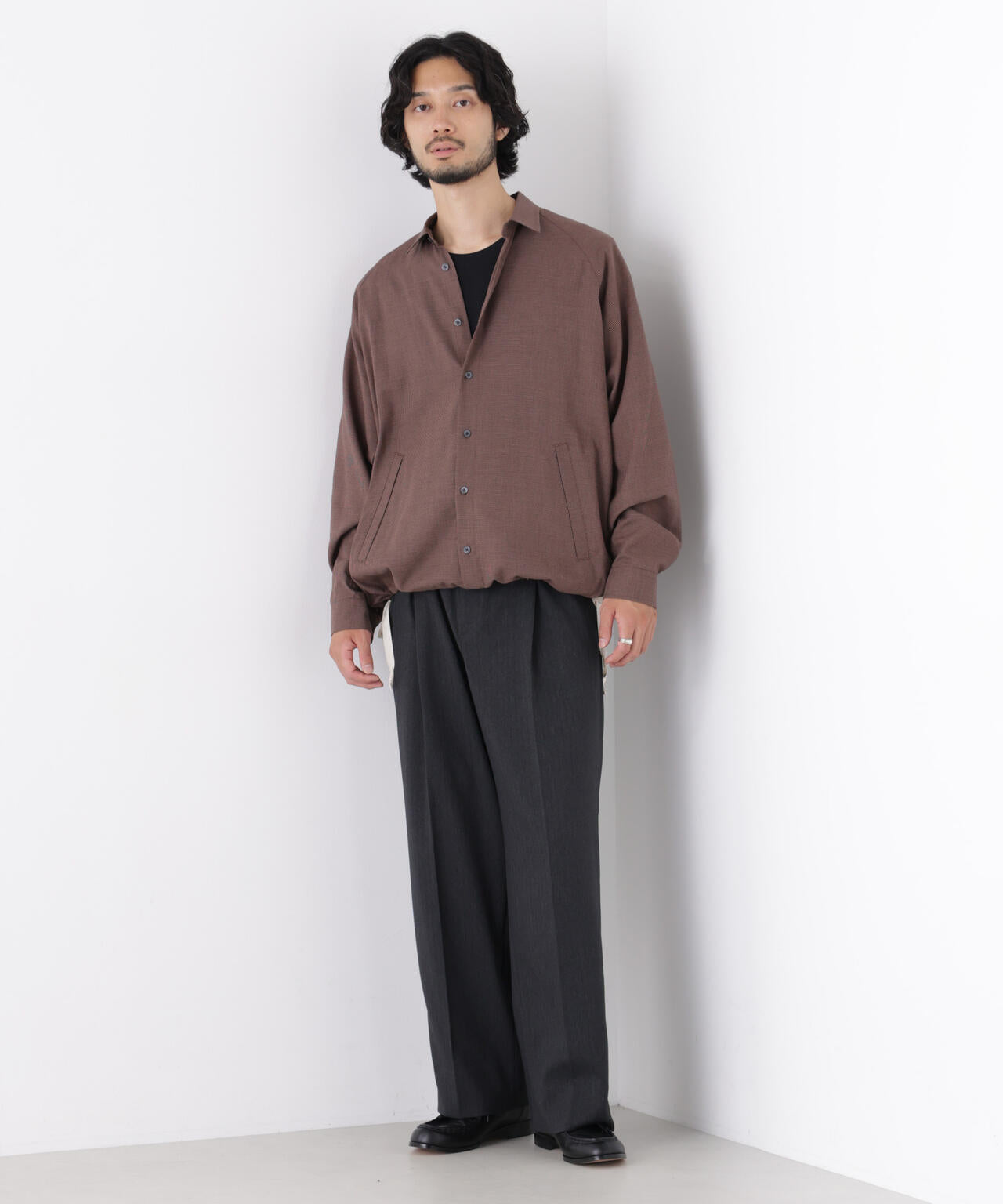 「OtoNANO」2WAYコーチシャツ コットンウールボイル/チェック