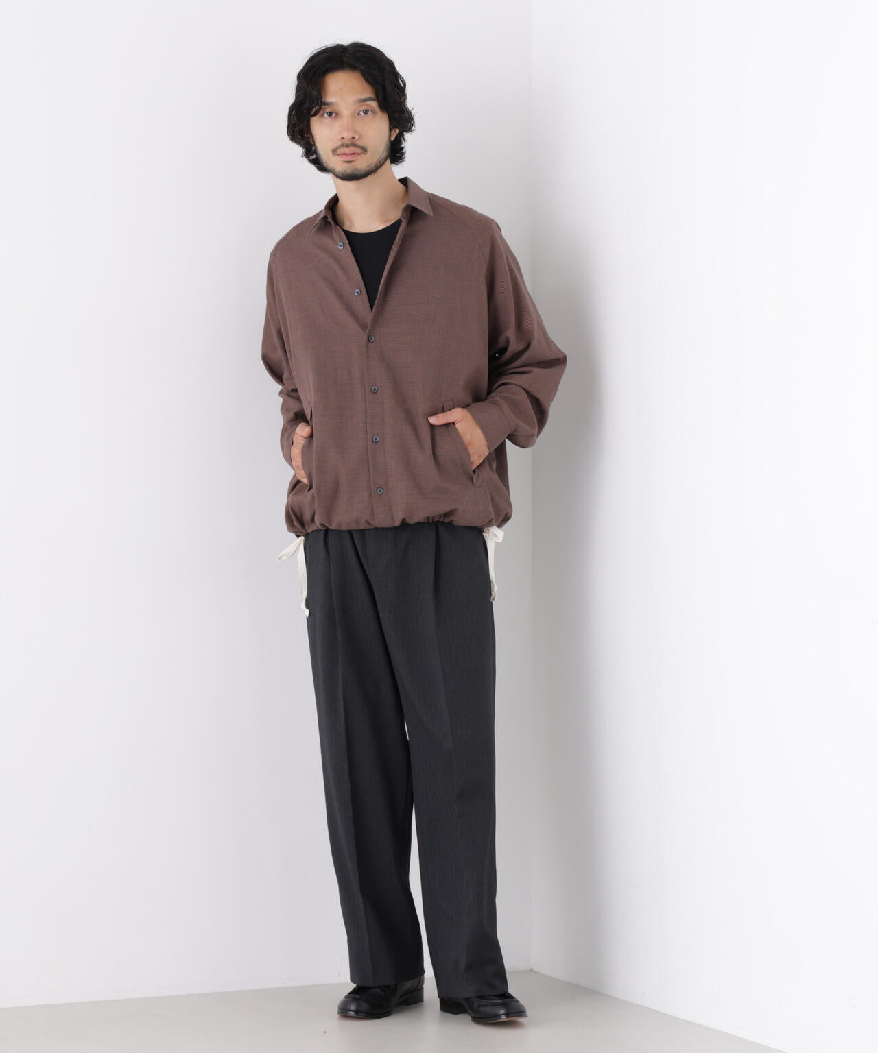 「OtoNANO」2WAYコーチシャツ コットンウールボイル/チェック