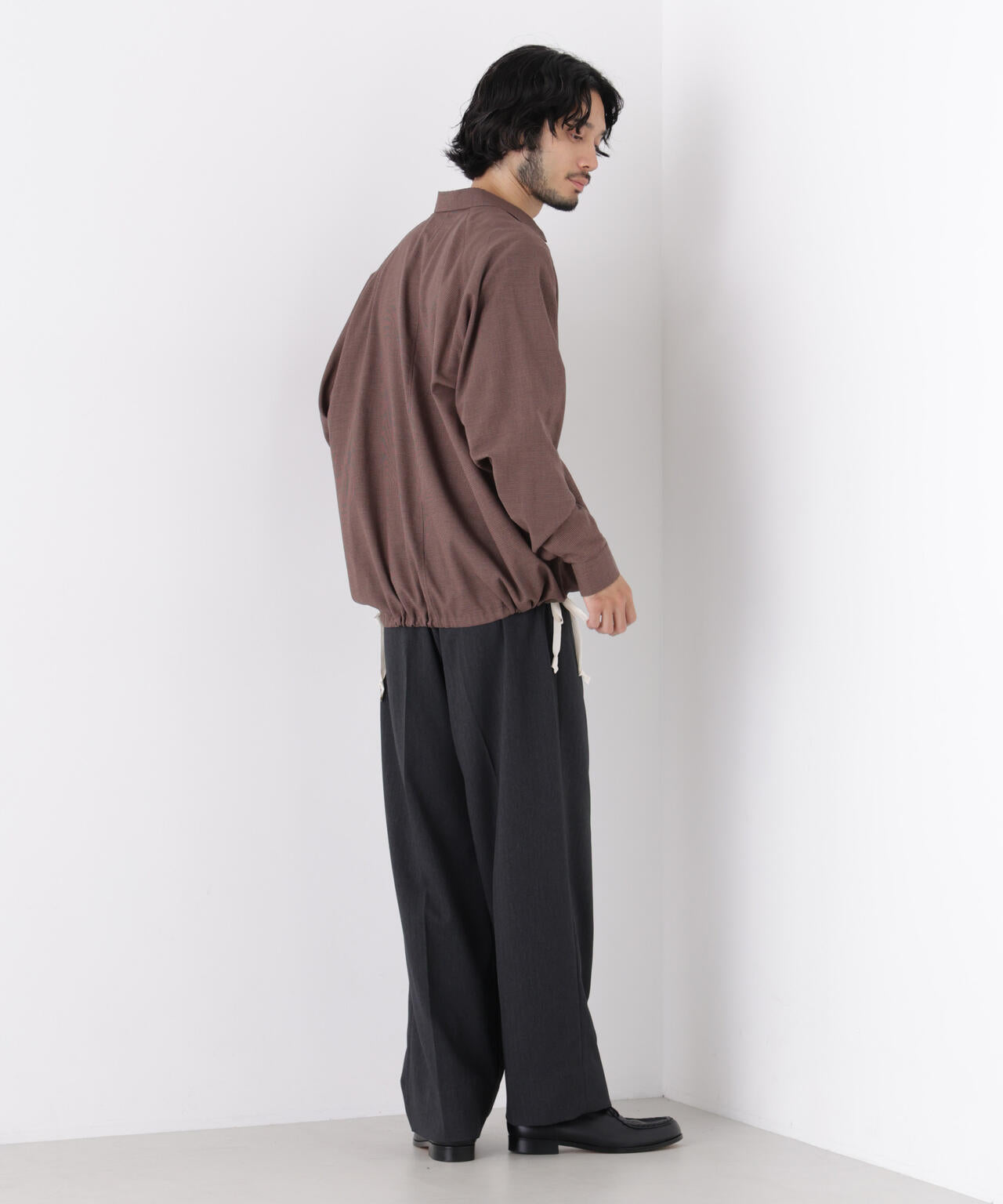 「OtoNANO」2WAYコーチシャツ コットンウールボイル/チェック