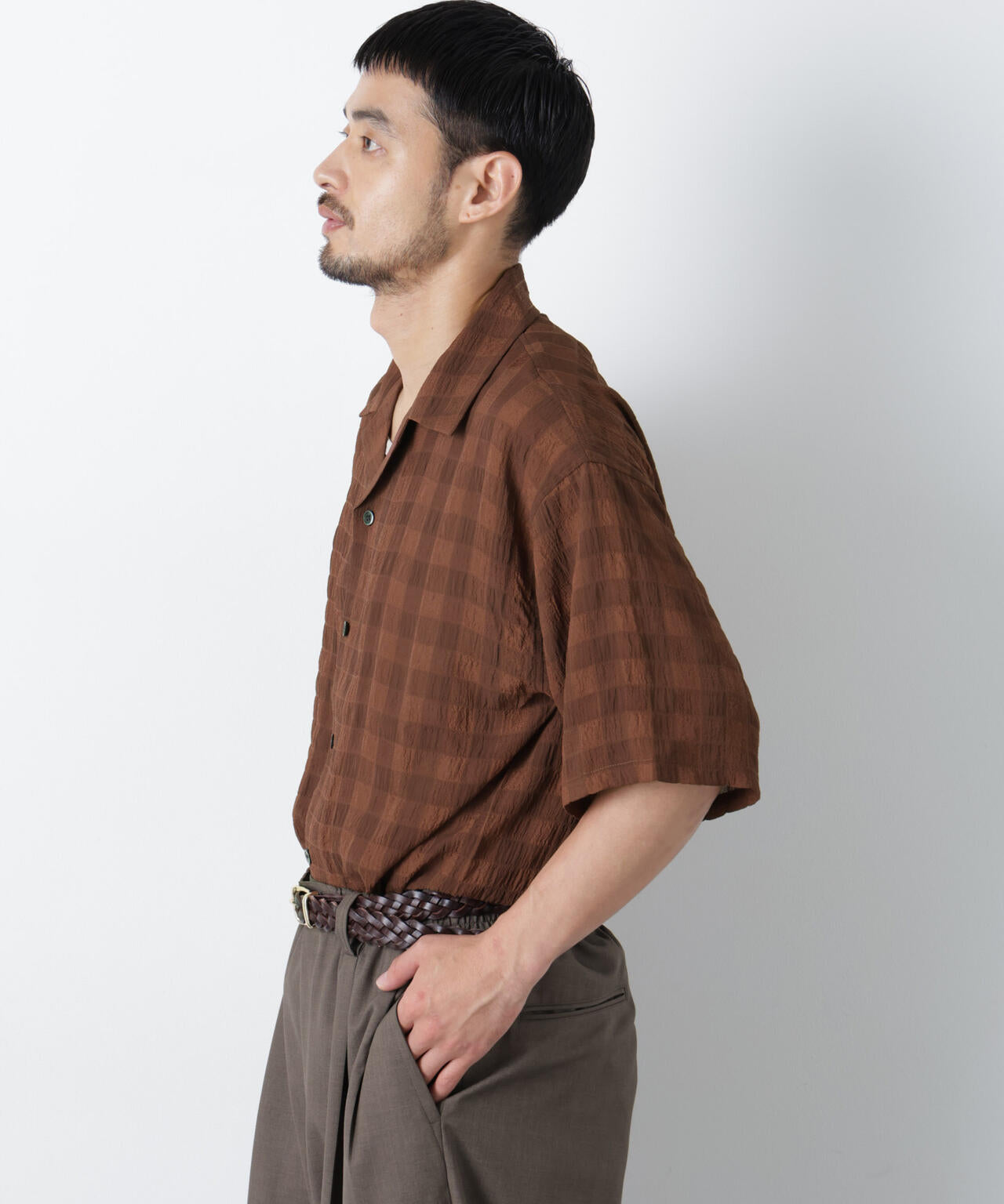 シースルーチェックシャツ 半袖