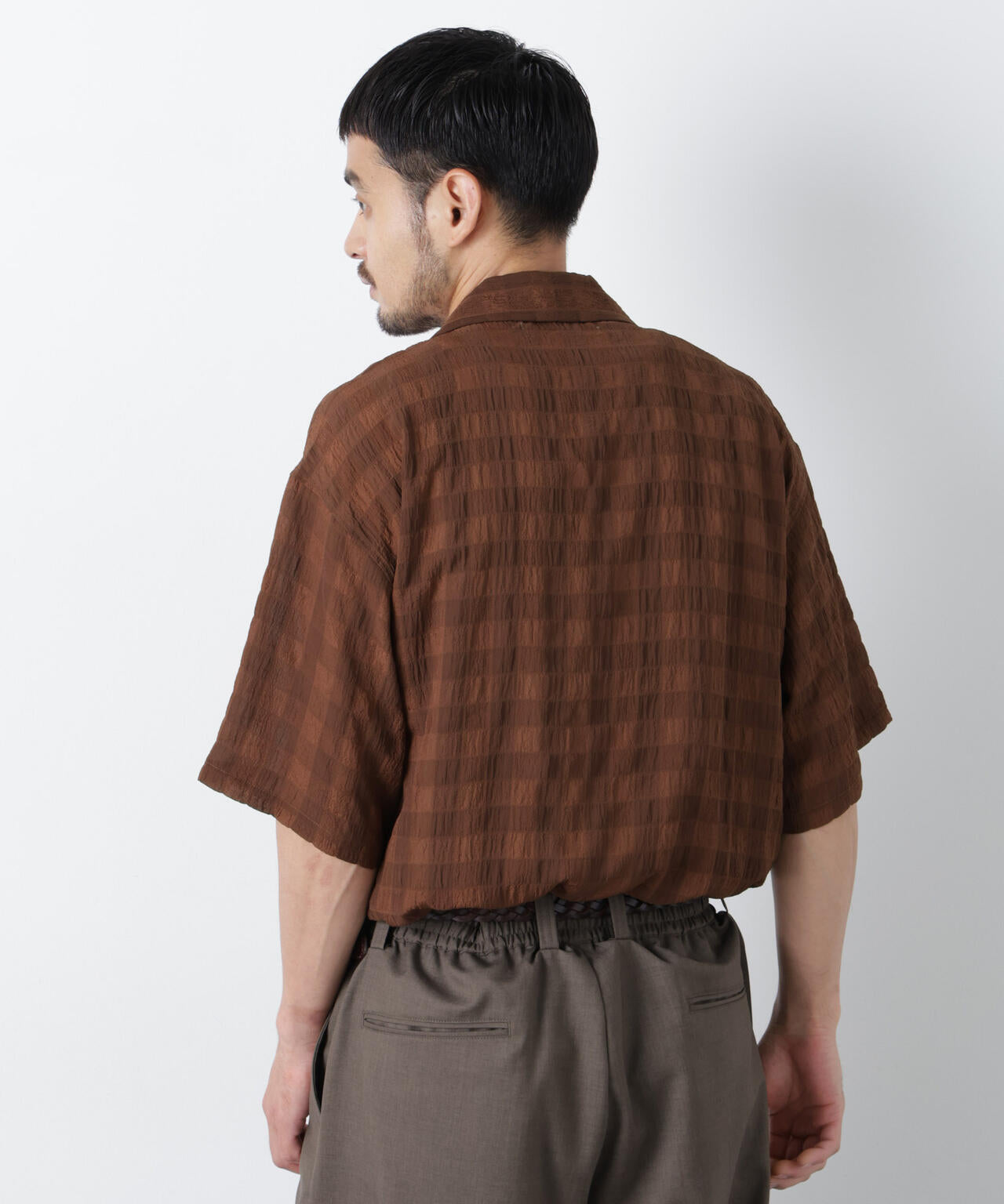 シースルーチェックシャツ 半袖