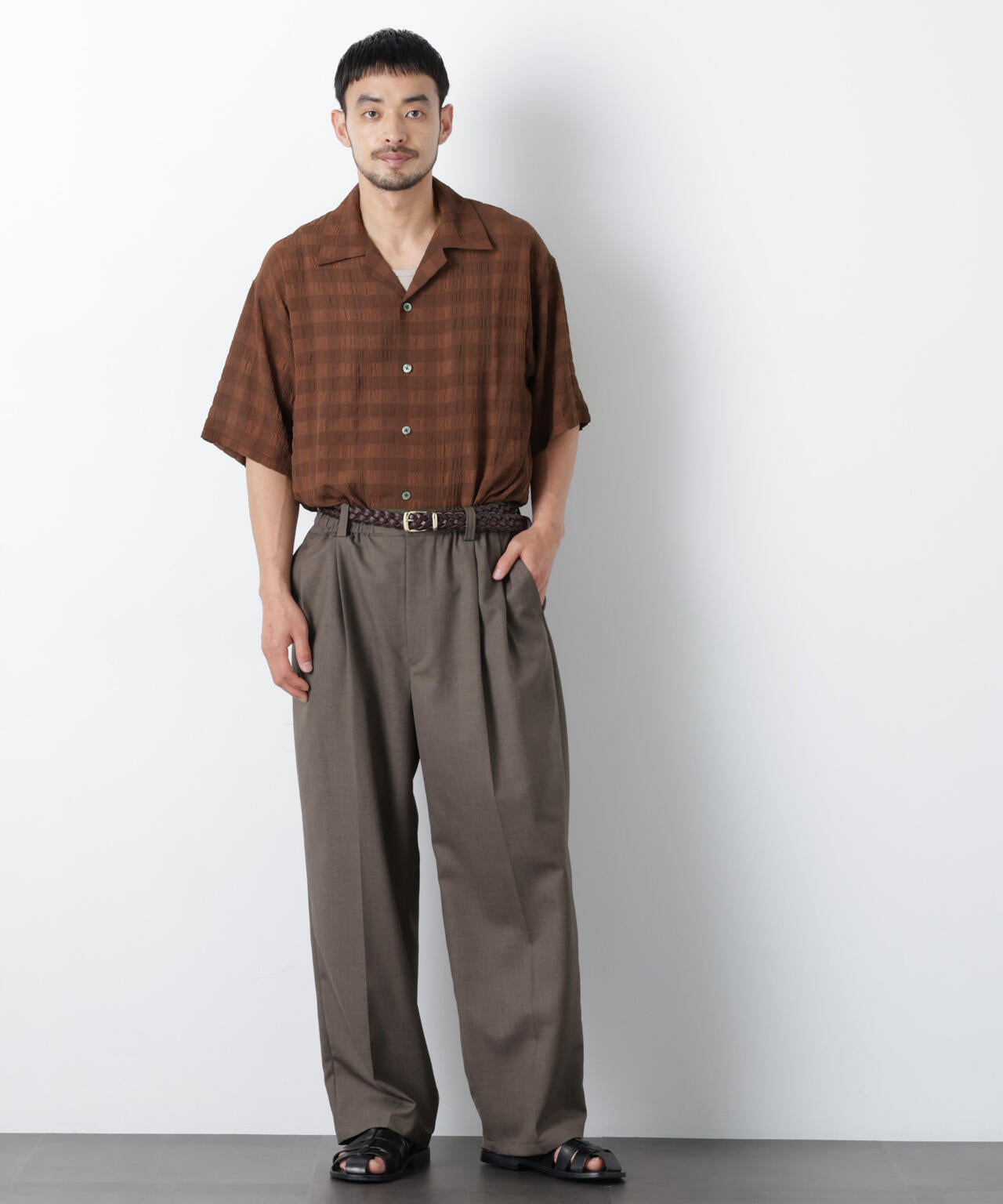 シースルーチェックシャツ 半袖