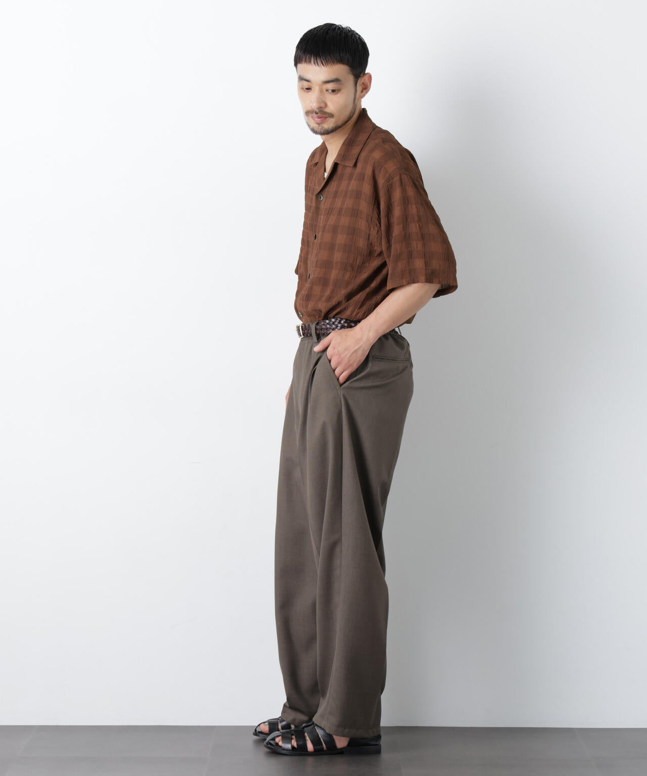 シースルーチェックシャツ 半袖