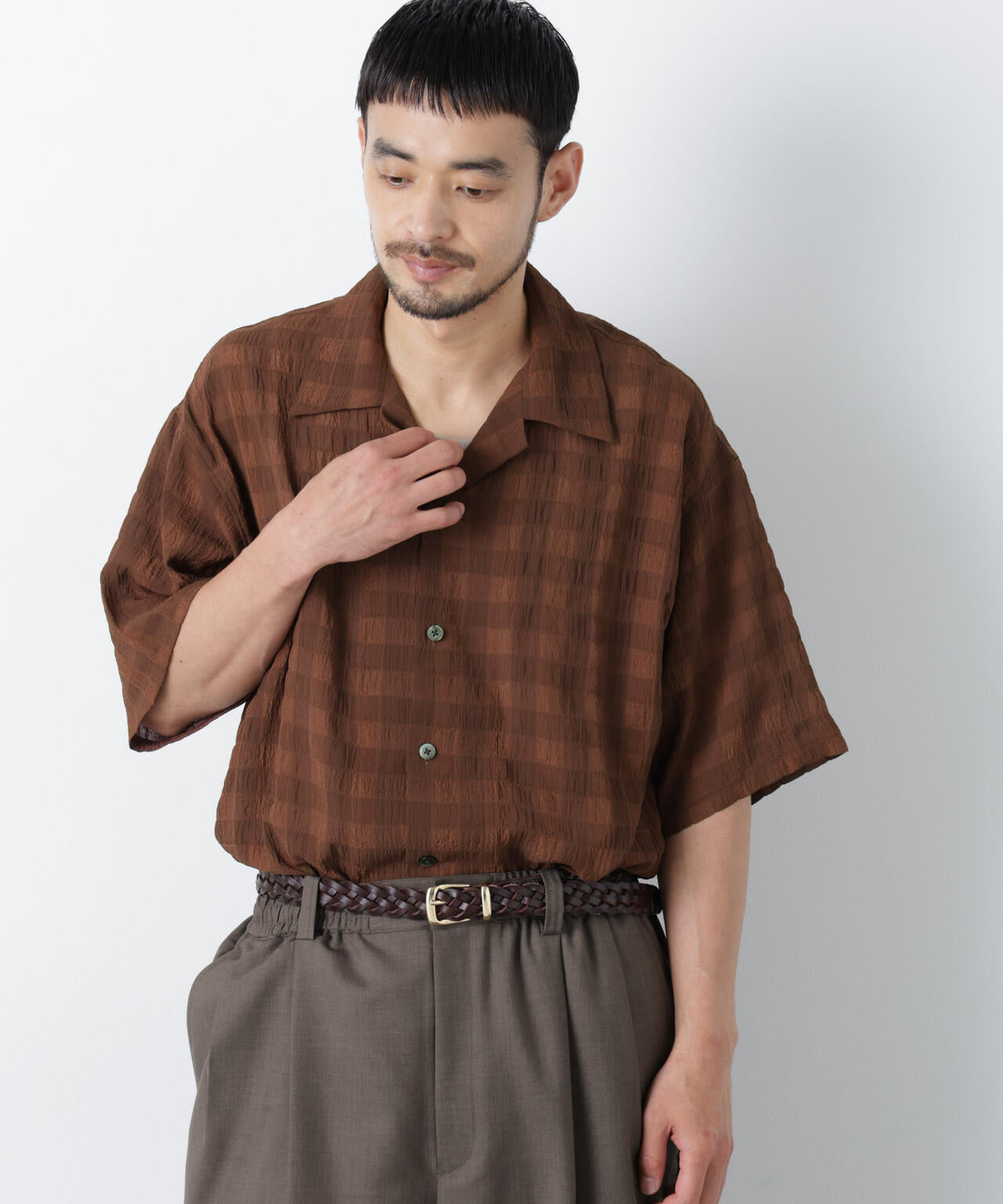 シースルーチェックシャツ 半袖