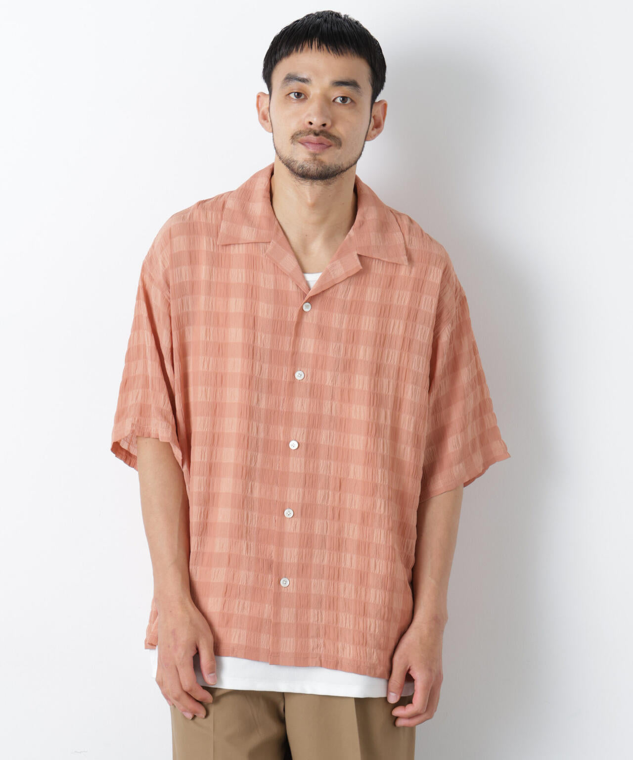 シースルーチェックシャツ 半袖