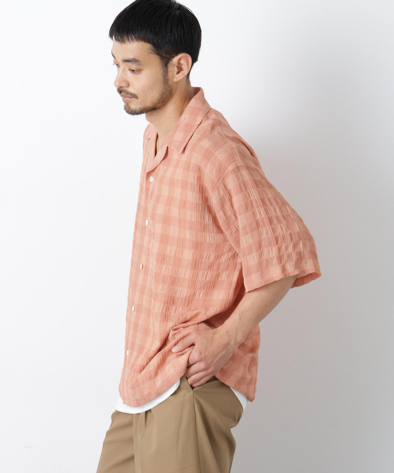 シースルーチェックシャツ 半袖