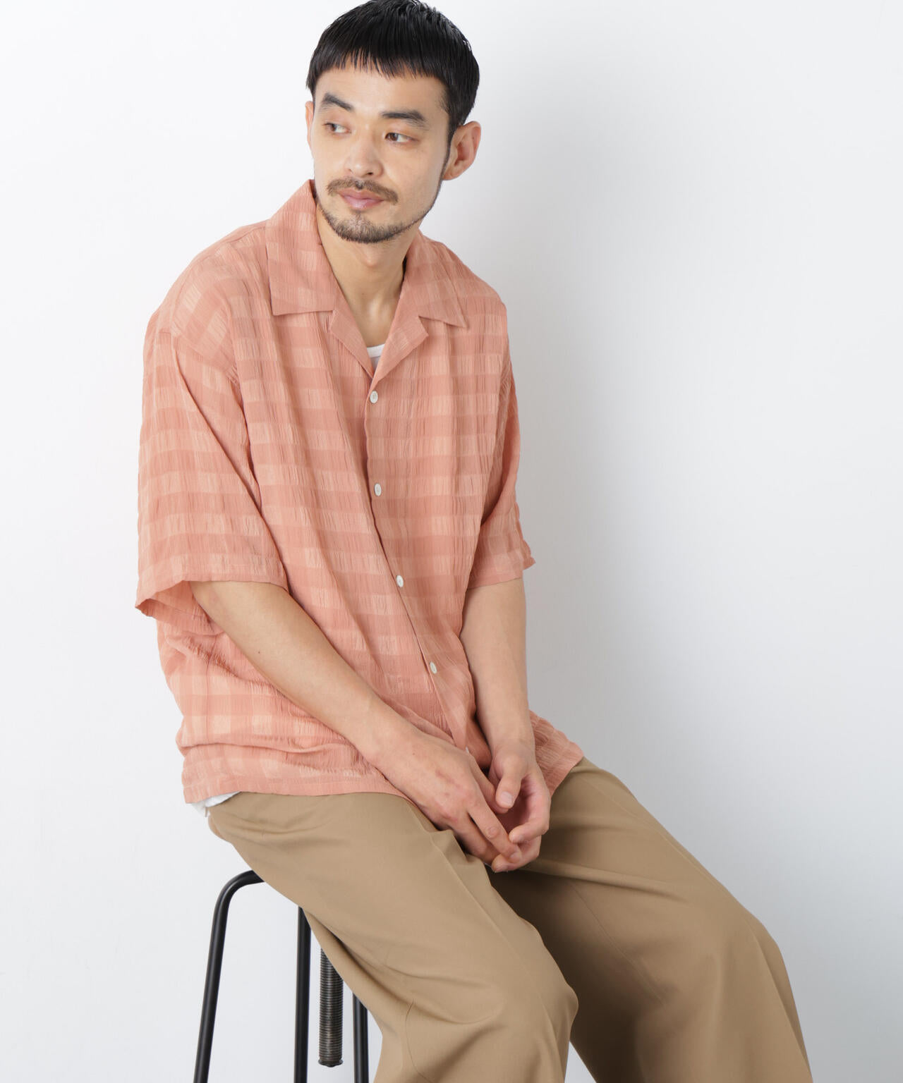 シースルーチェックシャツ 半袖