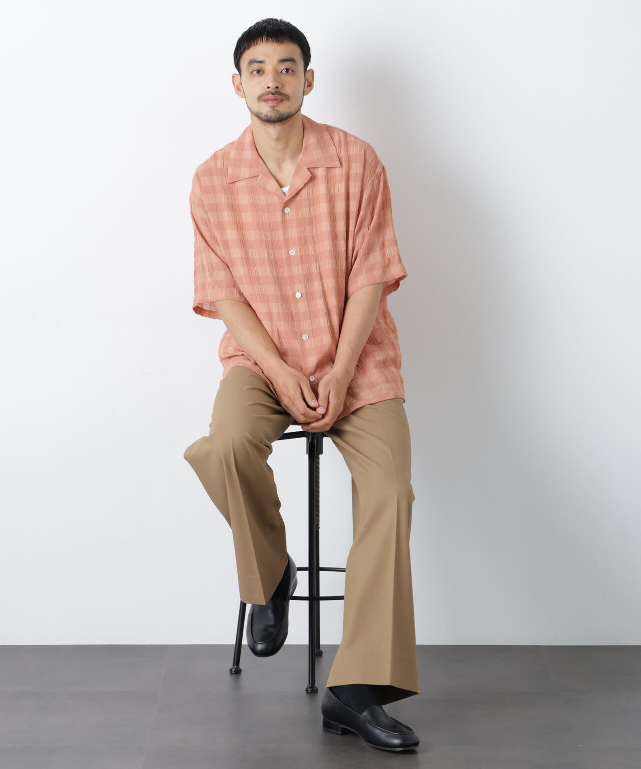 シースルーチェックシャツ 半袖