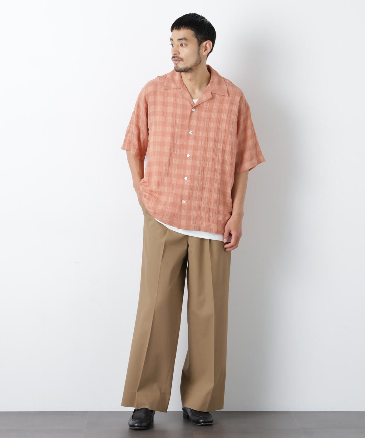シースルーチェックシャツ 半袖