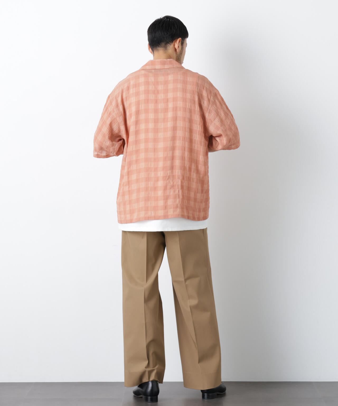 シースルーチェックシャツ 半袖