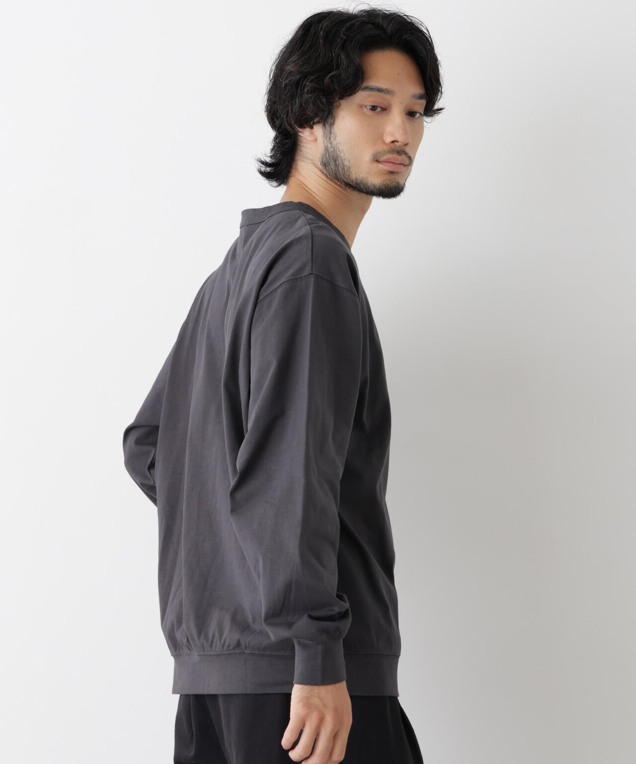 ソフトメランジクルーネックTシャツ 長袖