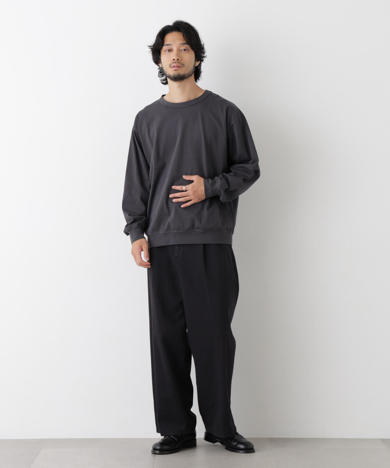 ソフトメランジクルーネックTシャツ 長袖