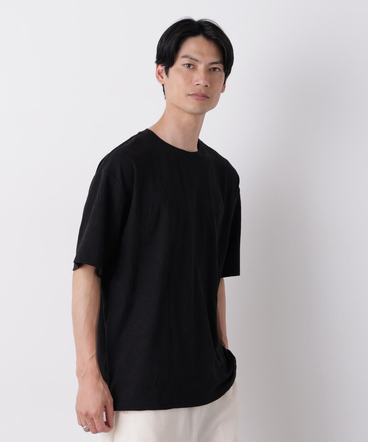 リンクスジャガードリーフ柄Tシャツ