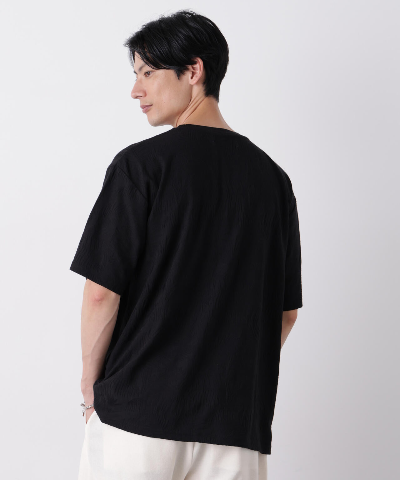 リンクスジャガードリーフ柄Tシャツ
