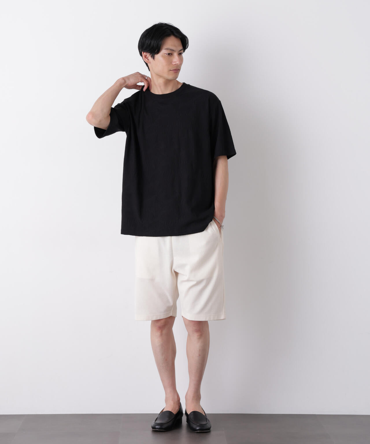 リンクスジャガードリーフ柄Tシャツ