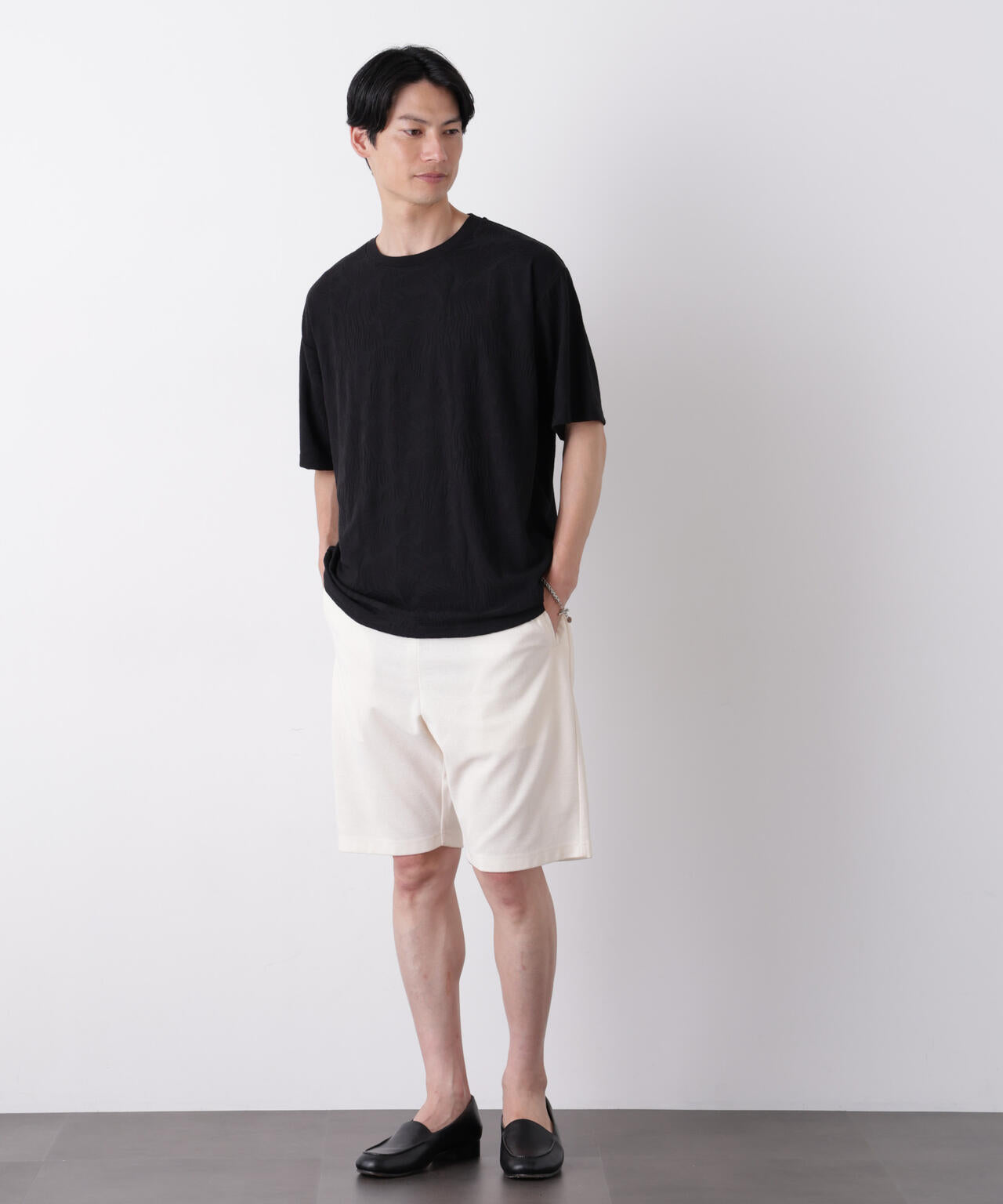 リンクスジャガードリーフ柄Tシャツ