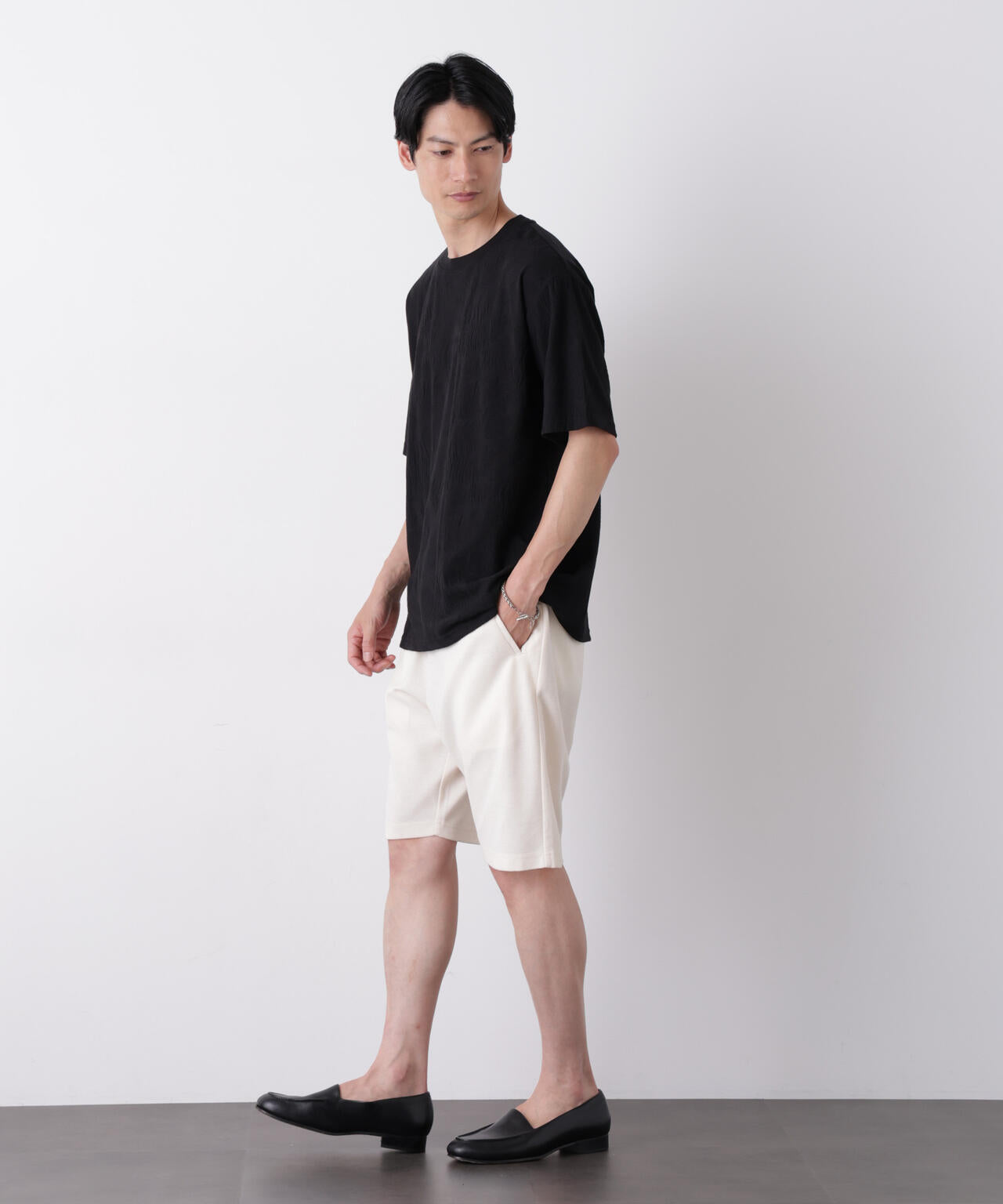 リンクスジャガードリーフ柄Tシャツ