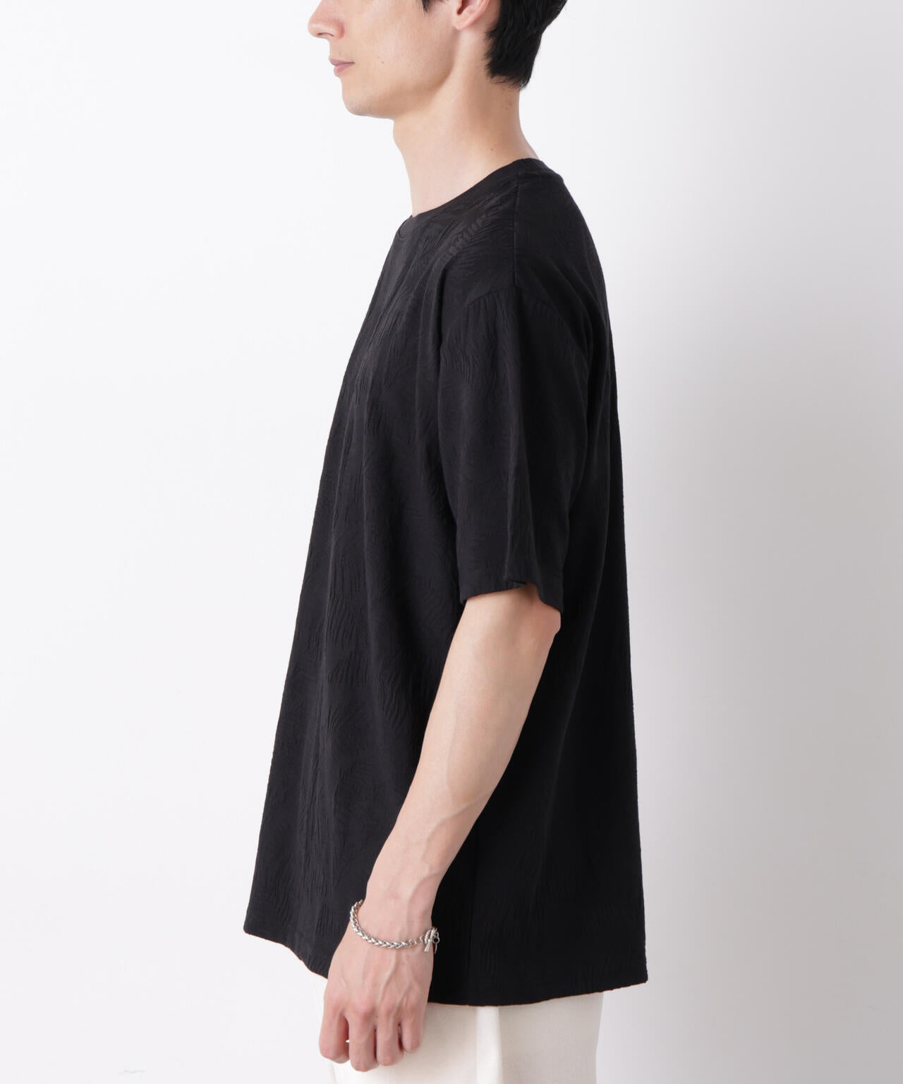 リンクスジャガードリーフ柄Tシャツ