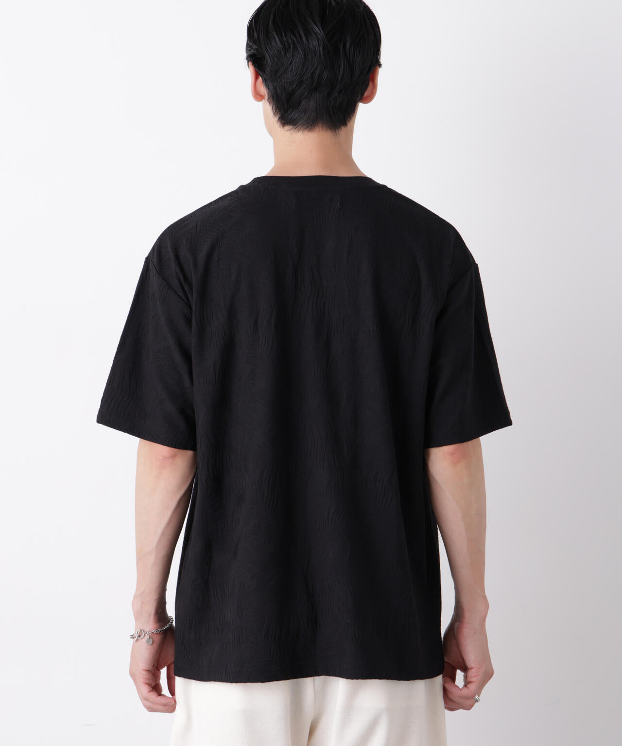 リンクスジャガードリーフ柄Tシャツ
