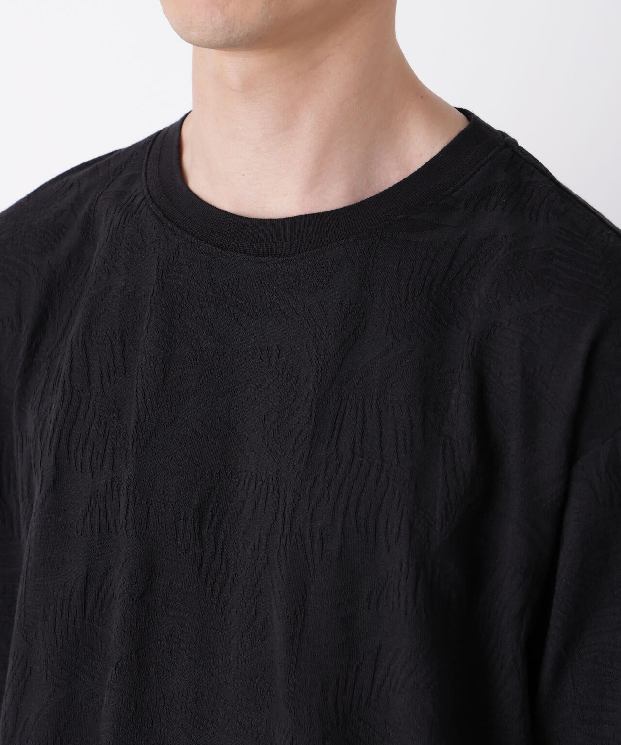 リンクスジャガードリーフ柄Tシャツ