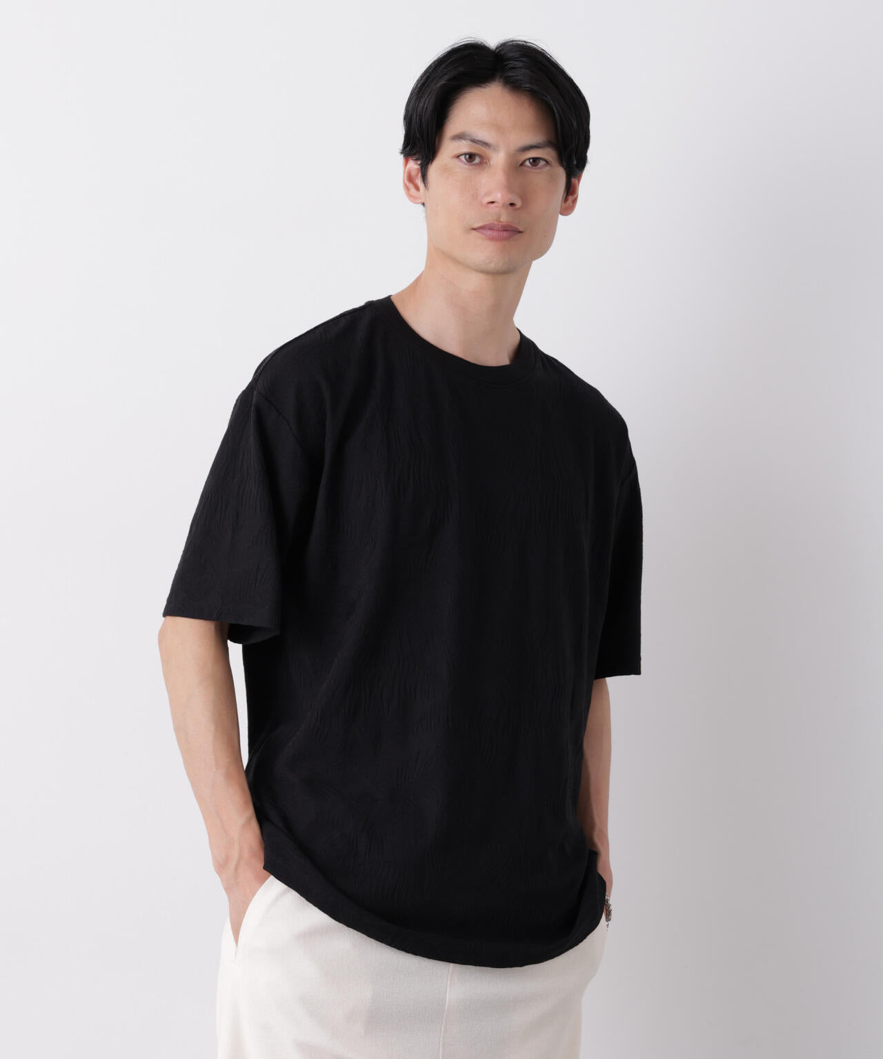 リンクスジャガードリーフ柄Tシャツ