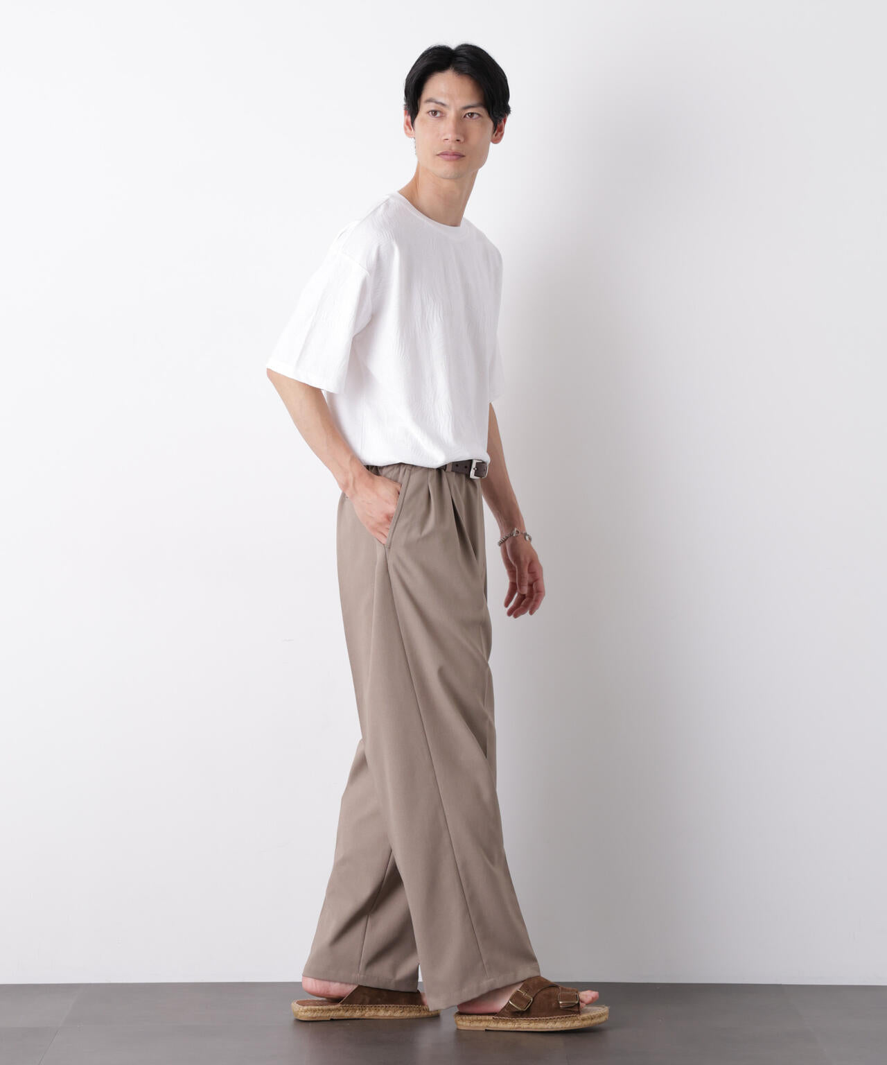 リンクスジャガードリーフ柄Tシャツ