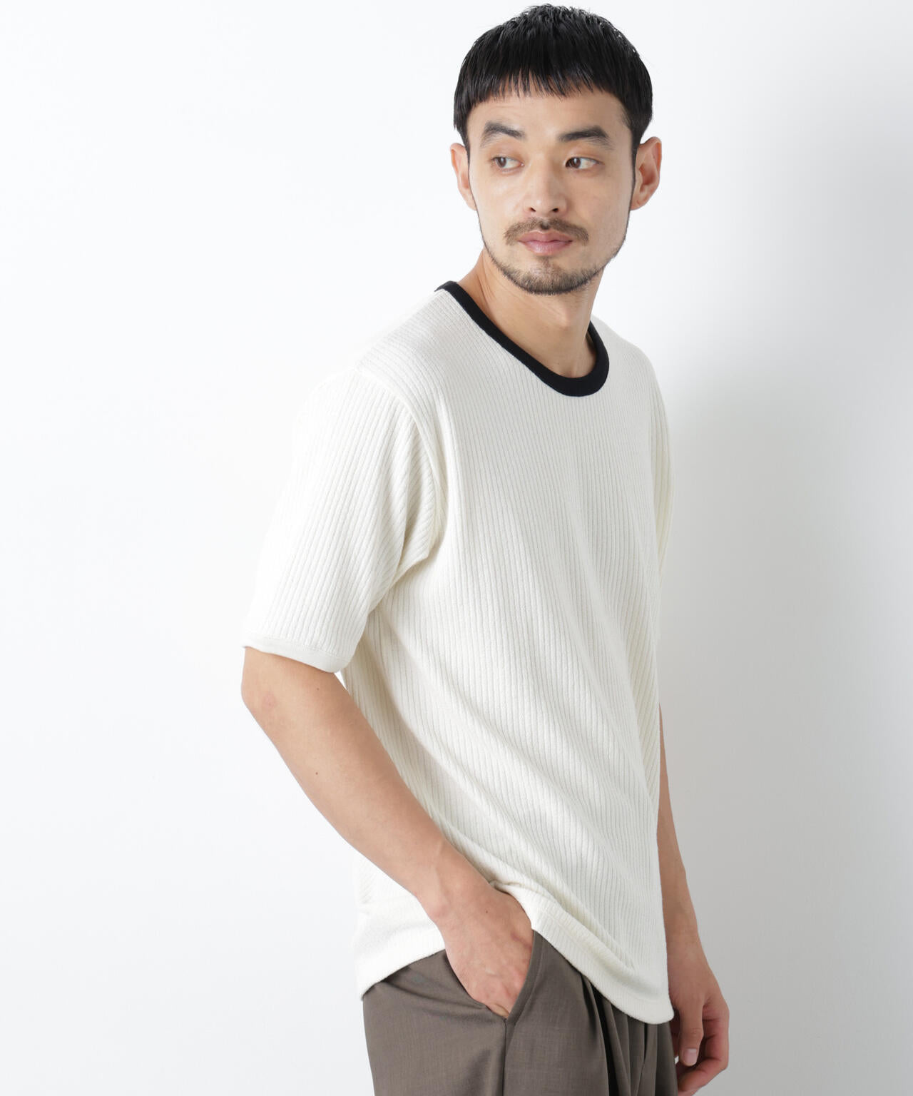強撚ループヤーン針抜きリンガーTEE